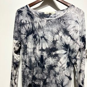 tie-dyed asymmetrical long sleeve shirt